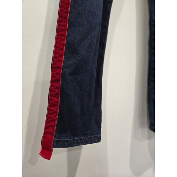 Dark Blue Skinny Jeans with Red Side Stripe Detail - Picture 4 of 8